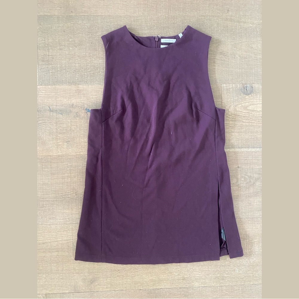 babaton aritzia purple plum sleeveless slit mini sheath dress
